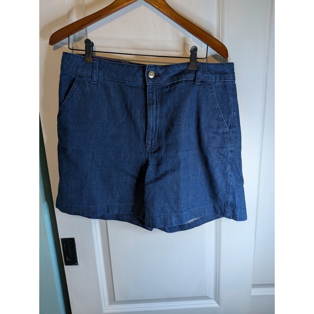 Tommy Hilfiger Women Dark Wash High Rise Denim Shorts Size 12 Waist 34.5